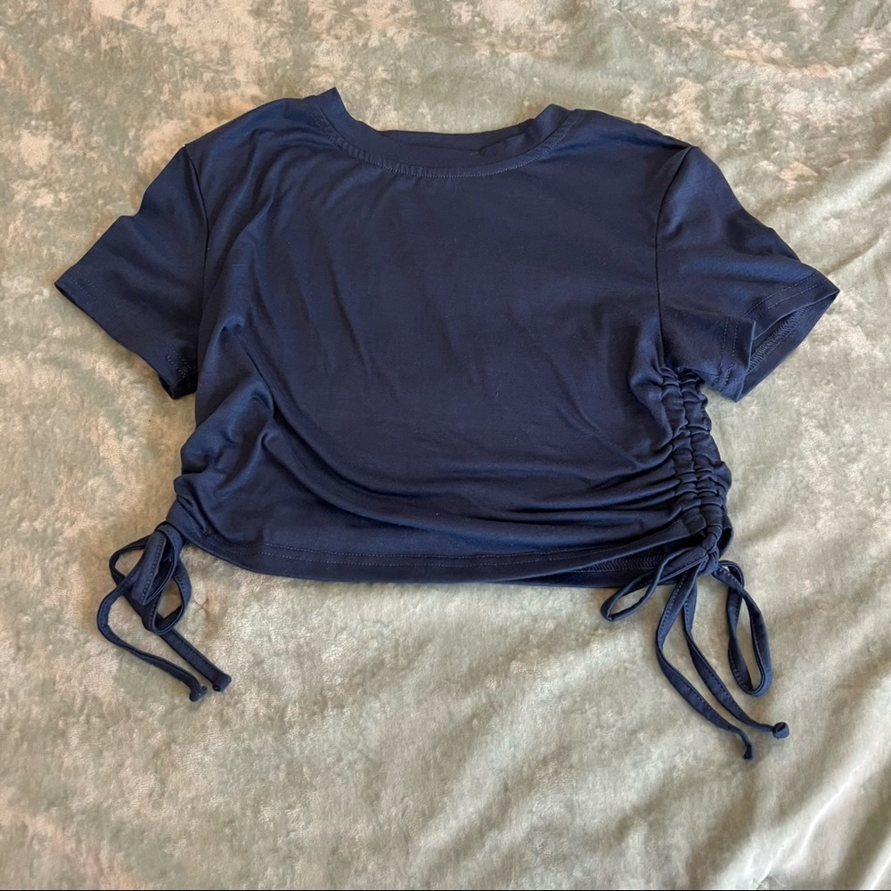 Drawstring Side Crop Tee